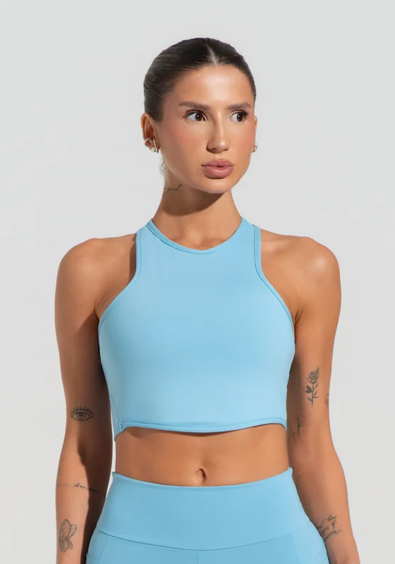 Cropped Fitness Feminino Com Cava Americana Soul Dlk Azul AZUL / P