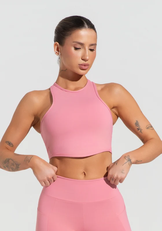 Cropped Fitness Feminino Com Cava Americana Soul Dlk Rosa ROSA / GG
