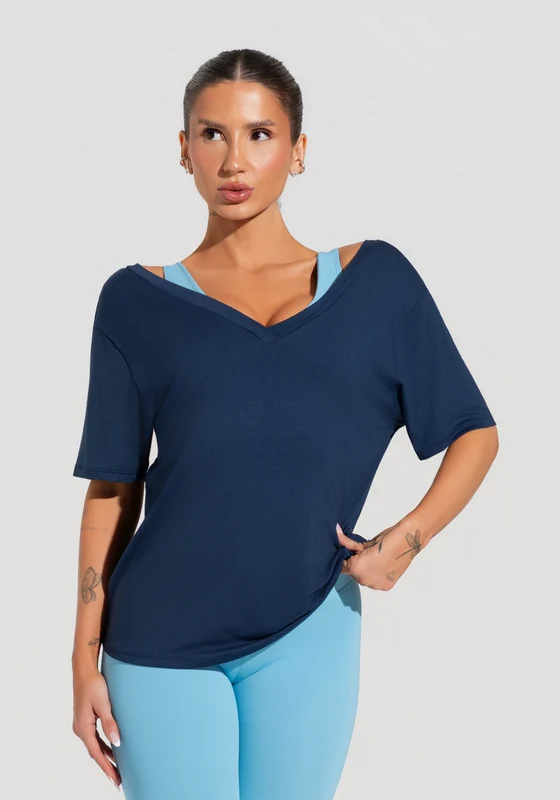 Blusa Feminina Com Decote V Soul Dlk Azul Marinho AZUL MARINHO / GG
