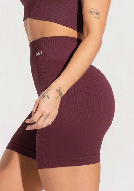 Bermuda Fitness Feminina Vinho Canelada Com Cós Alto Seamless+ Dlk VINHO / G