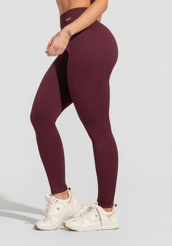Legging Fitness Feminina Vinho Canelada com Cós Alto Seamless+ Dlk VINHO / G