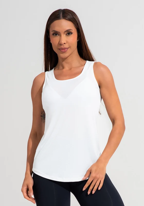 Camiseta Fitness Feminina De Poliamida Básica Dlk Branco BRANCO / M
