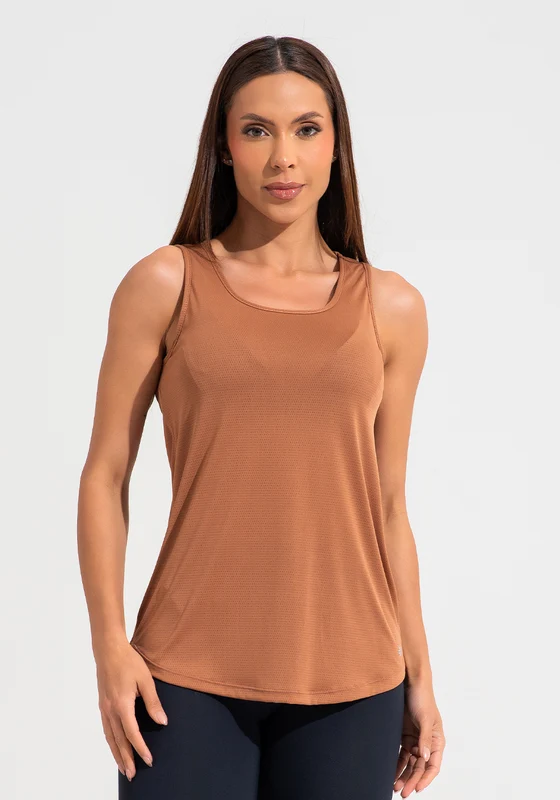 Camiseta Fitness Feminina De Poliamida Básica Dlk Marrom MARROM / P