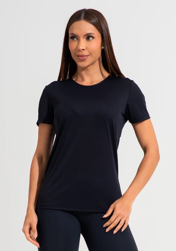 Blusa Baby Look Feminina De Poliamida Básica Dlk Preto PRETO / M