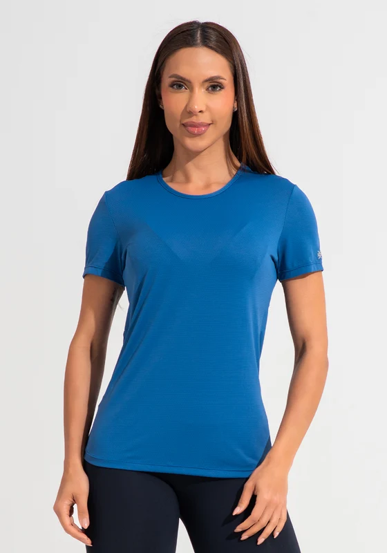 Blusa Baby Look Feminina De Poliamida Básica Dlk Azul AZUL / M