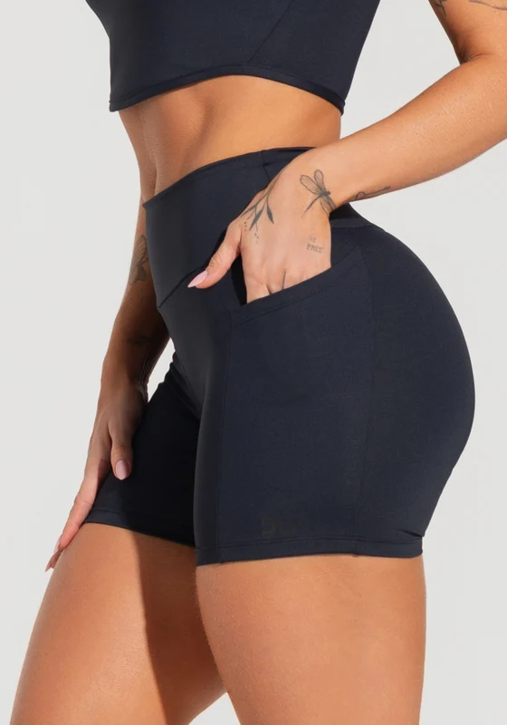 Short Fitness Feminino Com Bolsos Soul Dlk Preto PRETO / G