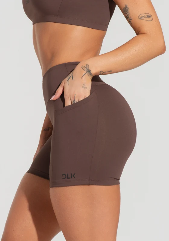 Short Fitness Feminino com Bolsos Soul Dlk Marrom MARROM / M