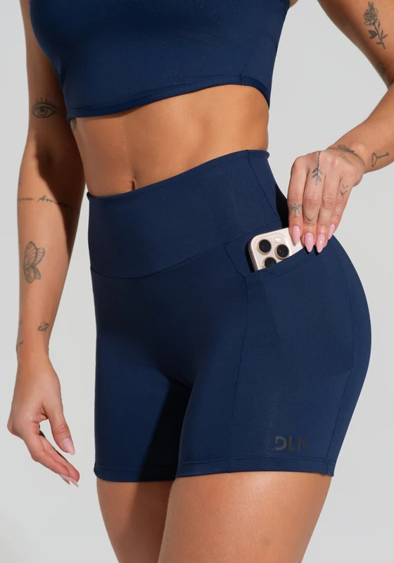 Short Fitness Feminino Com Bolsos Soul Dlk Azul Marinho AZUL MARINHO / M