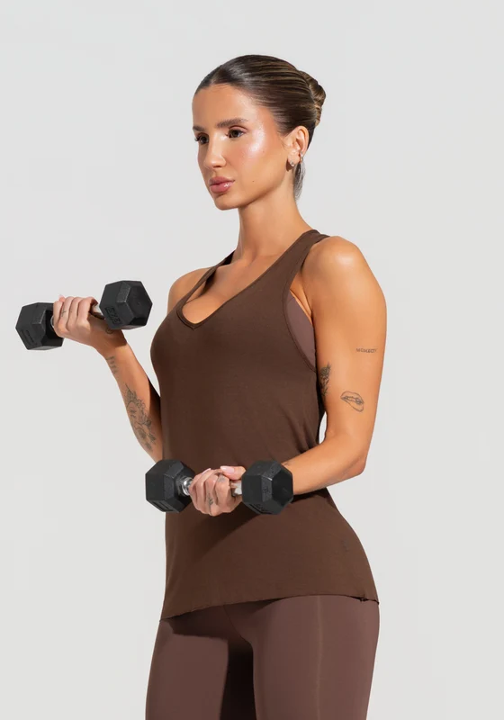 Camiseta Fitness Feminina Modelo Nadador Soul Dlk Marrom MARROM / P