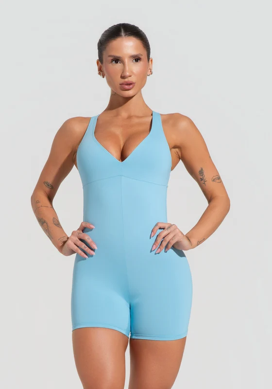 Macaquinho Fitness Feminino Nadador Com Decote Soul Dlk Azul AZUL / M