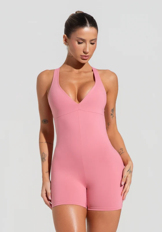 Macaquinho Fitness Feminino Nadador Com Decote Soul Dlk Rosa ROSA / M