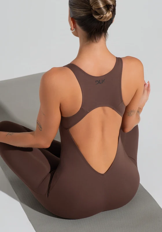 Macacão Fitness Feminino Nadador Com Decote Soul Dlk Marrom MARROM / M