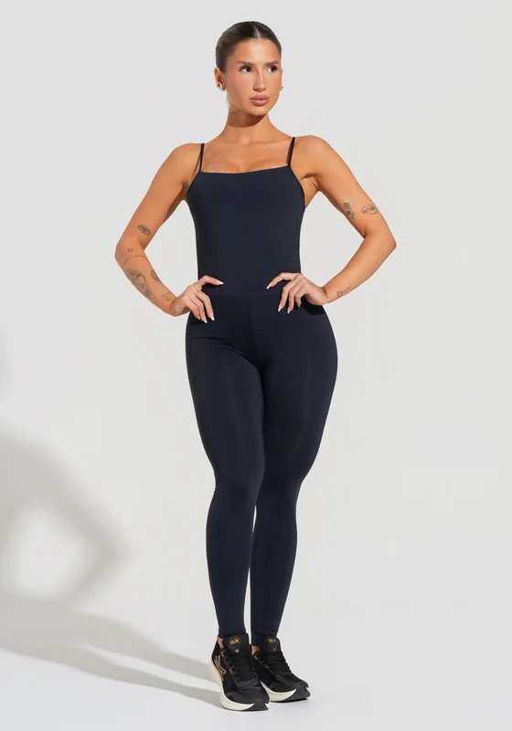 Macacão Fitness Feminino com Alças Reguláveis Soul Dlk Preto PRETO / P