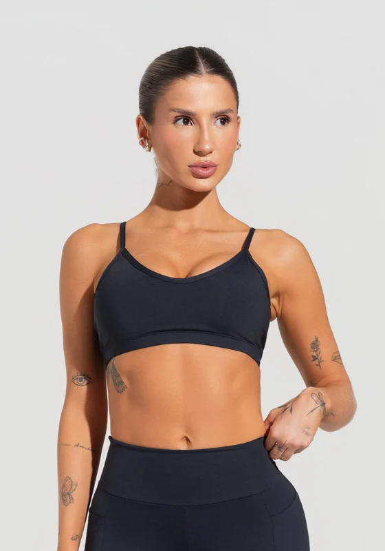 Top Fitness Feminino Com Alças Finas Reguláveis Soul Dlk Preto PRETO / P