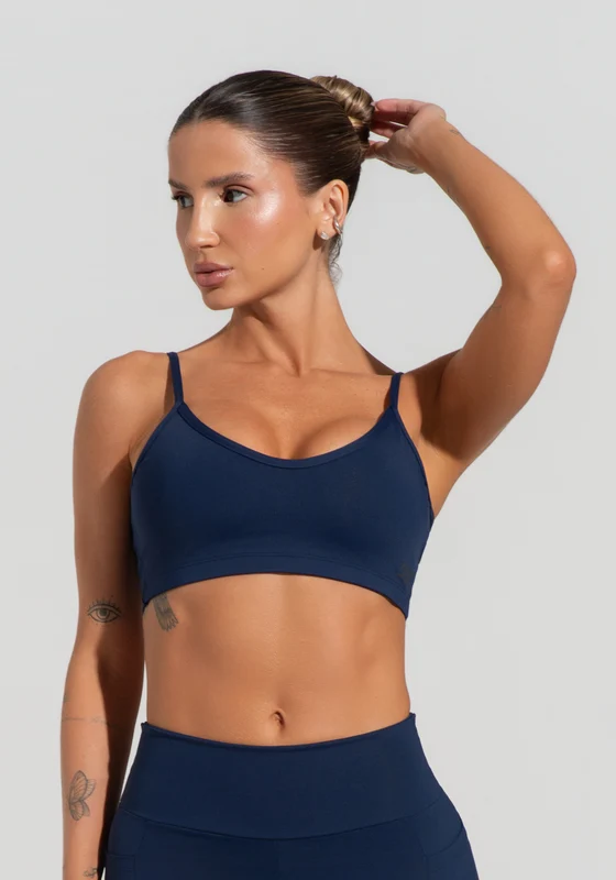 Top Fitness Feminino Com Alças Finas Reguláveis Soul Dlk Azul Marinho AZUL MARINHO / P