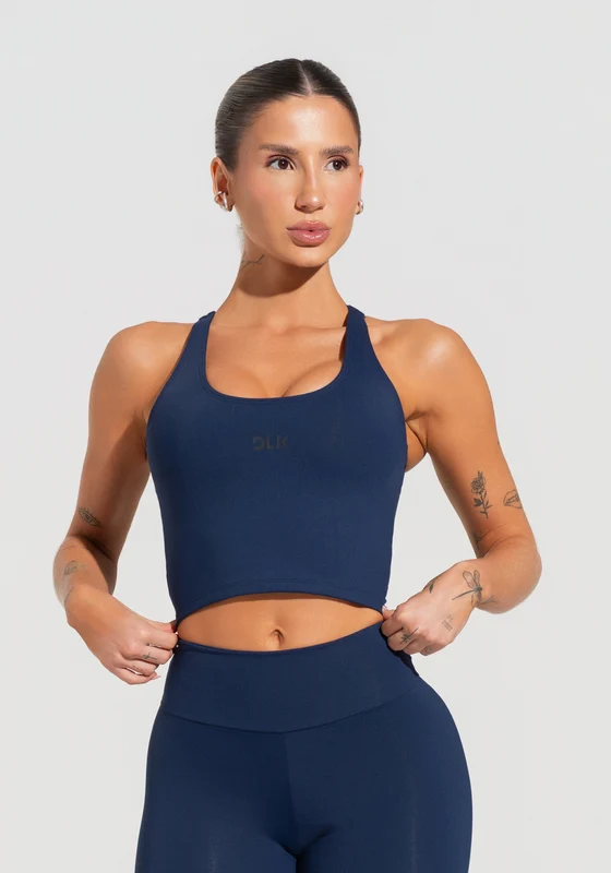 Cropped Fitness Feminino Com Alças Reguláveis Soul Dlk Azul Marinho AZUL MARINHO / P
