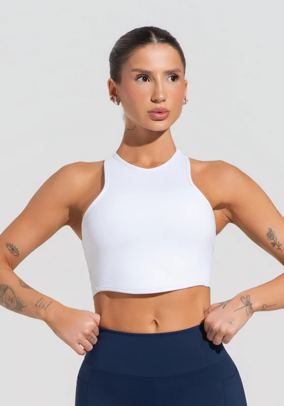 Cropped Fitness Feminino Com Cava Americana Soul Dlk Branco BRANCO / P
