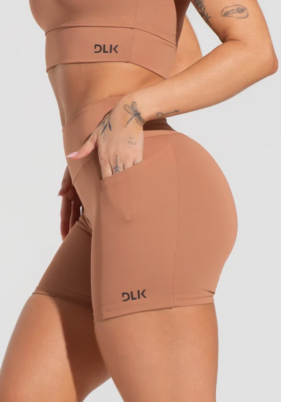 Short Fitness Feminino Com Bolsos Soul Dlk Caramelo NUDE / G