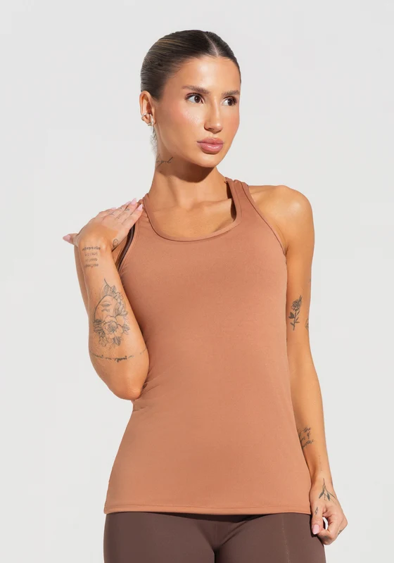 Camiseta Fitness Feminina Modelo Nadador Justa Soul Dlk Caramelo NUDE / P