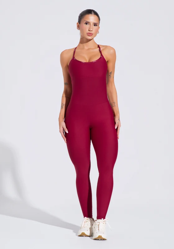 Macacão Feminino Fitness Com Alças Cruzadas De Elástico Activity Dlk Vermelho Cereja CEREJA / GG
