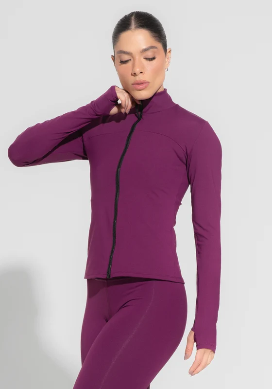 Casaco Fitness Feminino com Zíper Roxo Básico Dlk ROXO / P