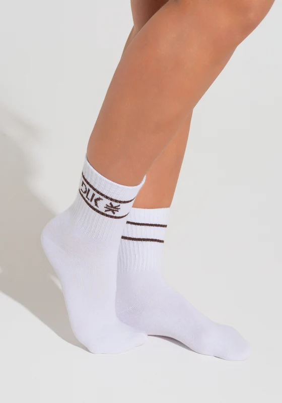 Meia Feminina Cano Médio Soul Dlk Branco com Marrom MARROM / U