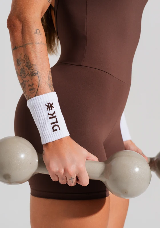 Munhequeira Fitness Dlk Branco Com Marrom MARROM / U