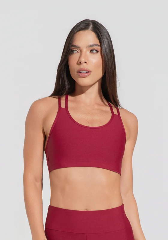 Top Fitness Feminino Vermelho Cereja Com Alça Dupla Aura Dlk CEREJA / M