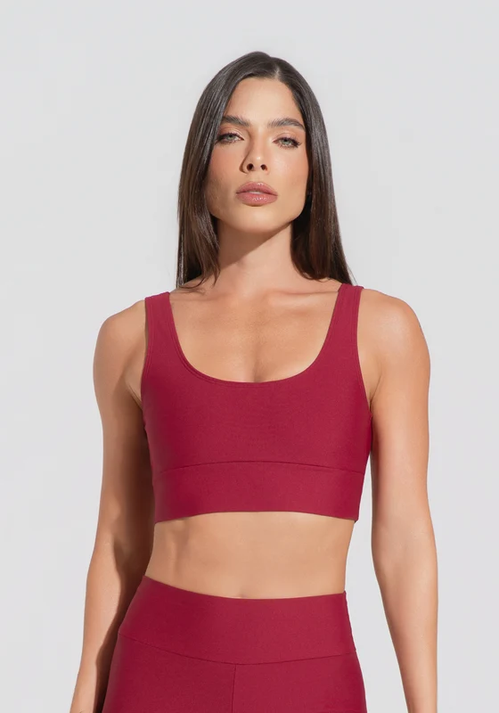Top Fitness Feminino Vermelho Cereja com Alça Larga Aura Dlk CEREJA / P