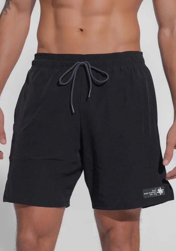 Bermuda Fitness Masculina com Bolsos e Fenda Lateral Dlk Preto PRETO / P