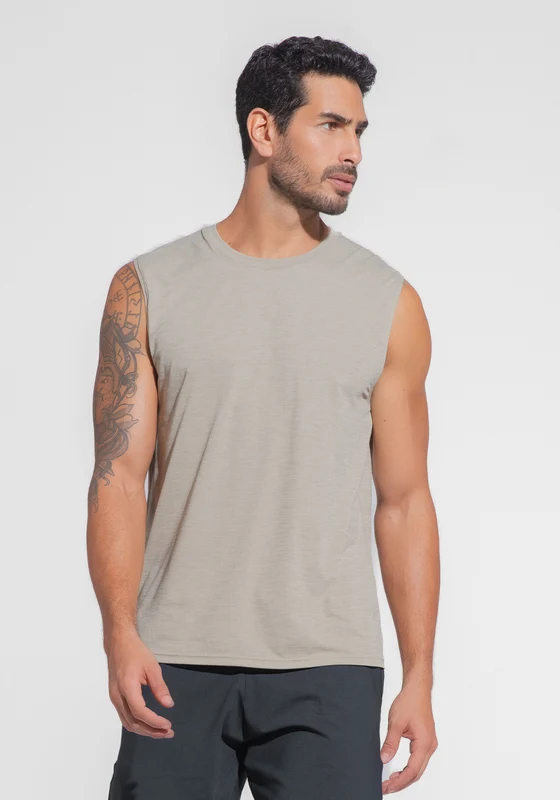 Regata Fitness Masculina Mescla Dlk Areia NUDE / P