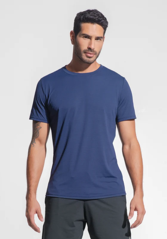 Camiseta Fitness Masculina Mescla Dlk Azul Marinho AZUL MARINHO / GG