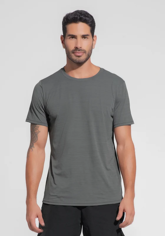 Camiseta Fitness Masculina Mescla Dlk Grafite Grafite / G