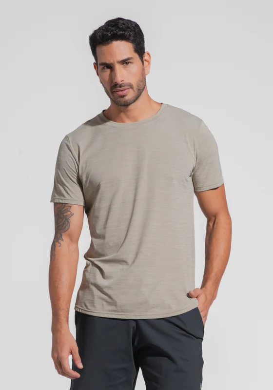 Camiseta Fitness Masculina Mescla Dlk Areia NUDE / M
