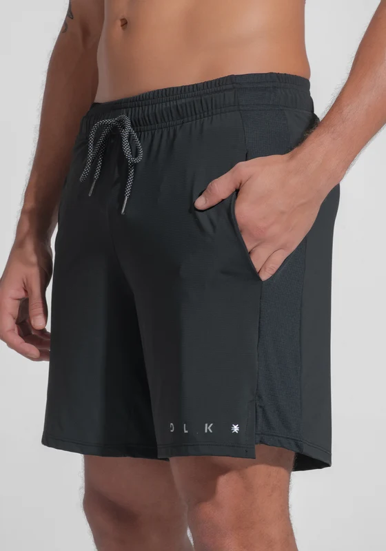 Short Fitness Masculino Dry Fit com Bolsos e Recorte Lateral Dlk Preto PRETO / P