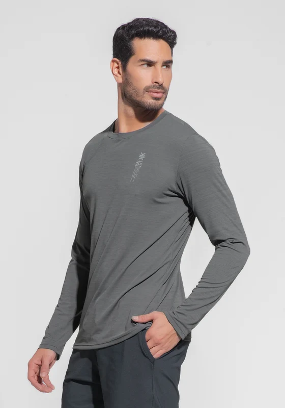 Camiseta Fitness Masculina Manga Longa Mescla Dlk Grafite GRAFITE / GG