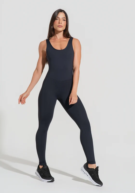 Macacão Fitness Feminino Preto Básico Dlk PRETO / GG