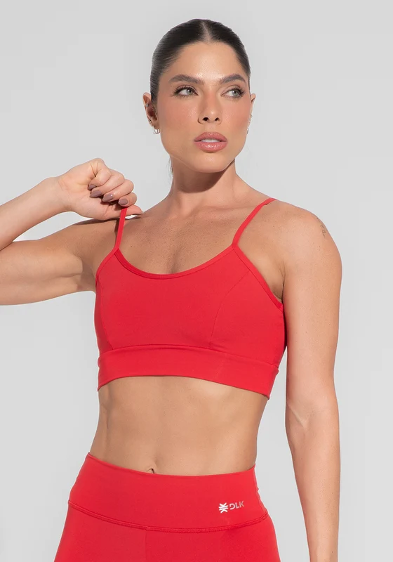 Top Fitness Feminino Com Recortes E Bojo Vermelho Básico Dlk VERMELHO / GG