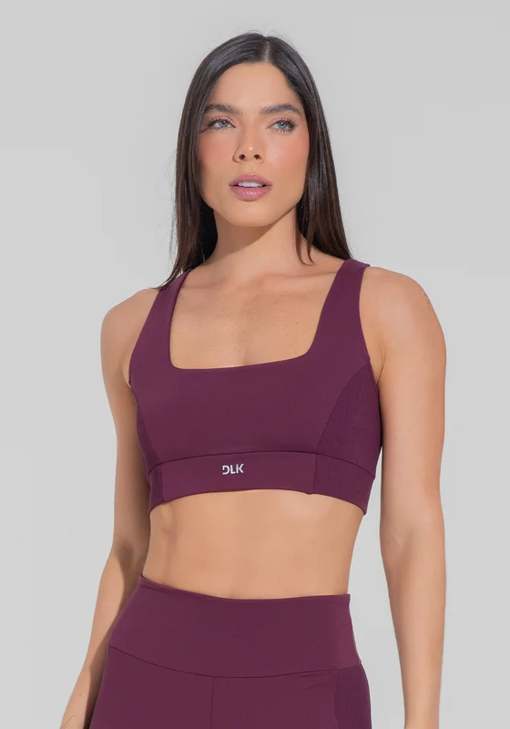 Top Fitness Feminino Nadador Anatômico com Detalhe Canelado Motion Lines Dlk Vinho VINHO / GG