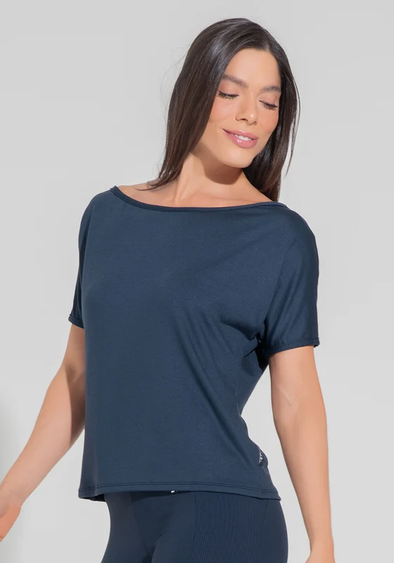 Blusa Feminina Decote Canoa Motion Lines Dlk Azul Marinho AZUL MARINHO / P