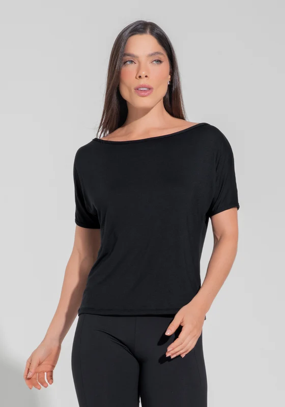 Blusa Feminina Decote Canoa Motion Lines Dlk Preto PRETO / M