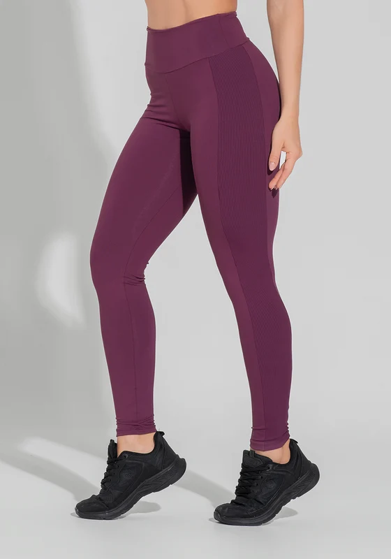 Legging Fitness Feminina Com Lateral Canelada Motion Lines Dlk Vinho VINHO / P