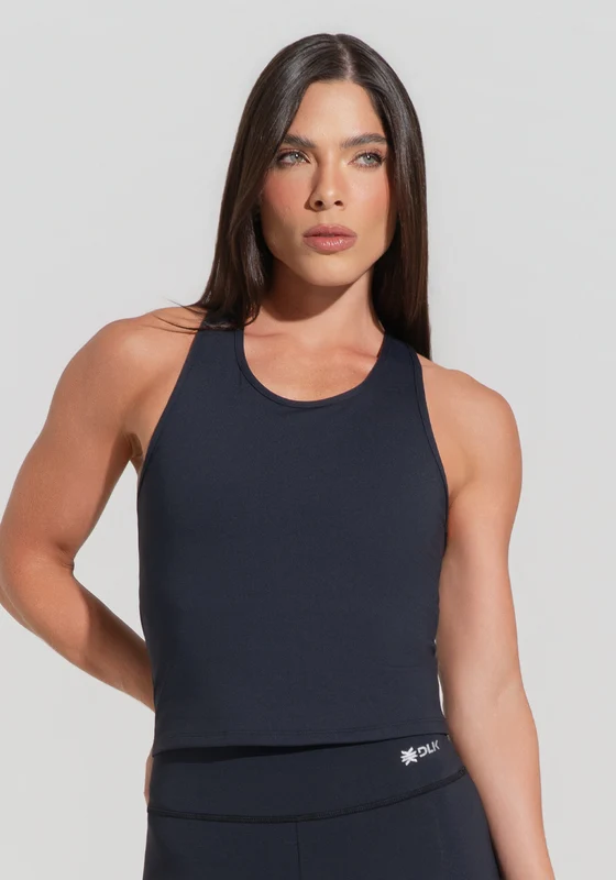 Camiseta Fitness Feminina Com Alças Cruzadas Preto Básica Dlk PRETO / M