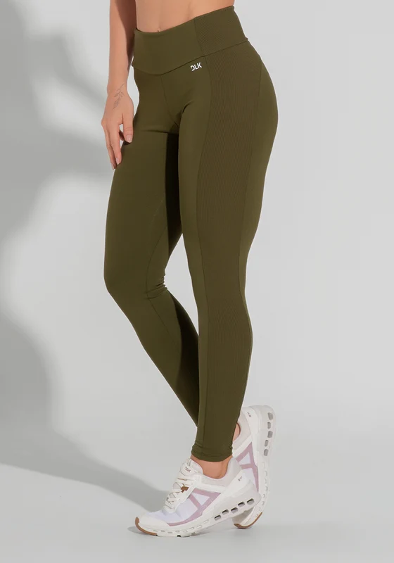 Legging Fitness Feminina Com Detalhe Canelado Motion Lines Dlk Verde Oliva OLIVA / M