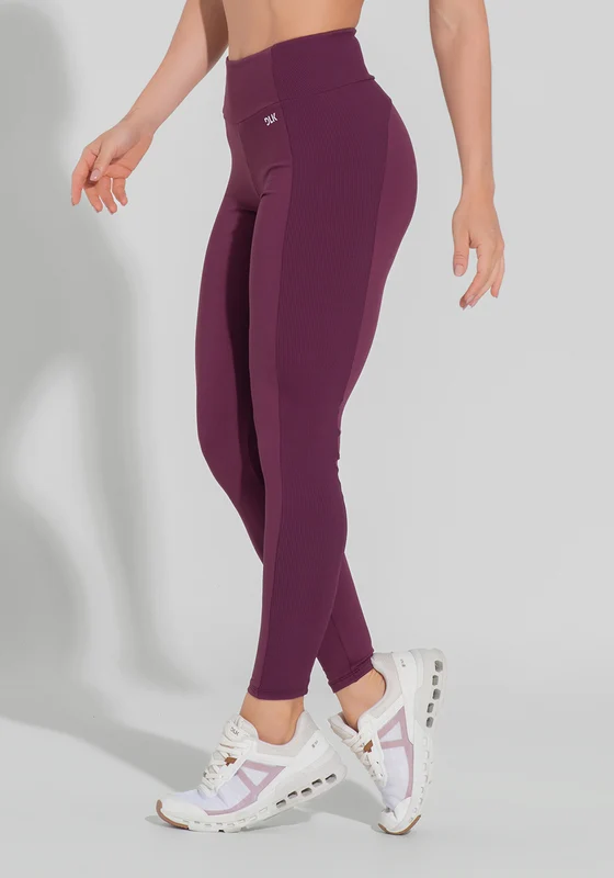 Legging Fitness Feminina com Detalhe Canelado Motion Lines Dlk Vinho VINHO / G