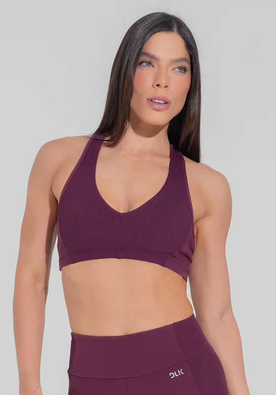 Top Fitness Feminino Nadador Com Detalhe Canelado Motion Lines Dlk Vinho VINHO / P