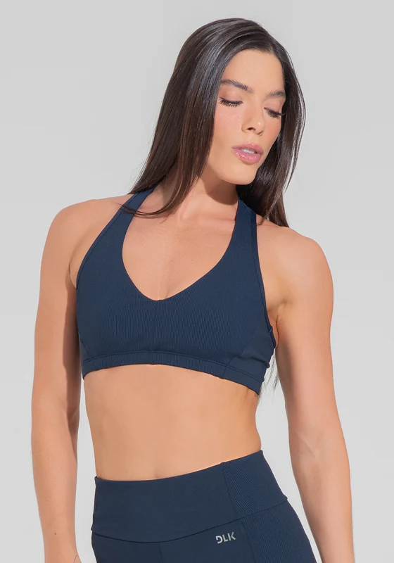 Top Fitness Feminino Nadador Com Detalhe Canelado Motion Lines Dlk Azul Marinho AZUL MARINHO / M
