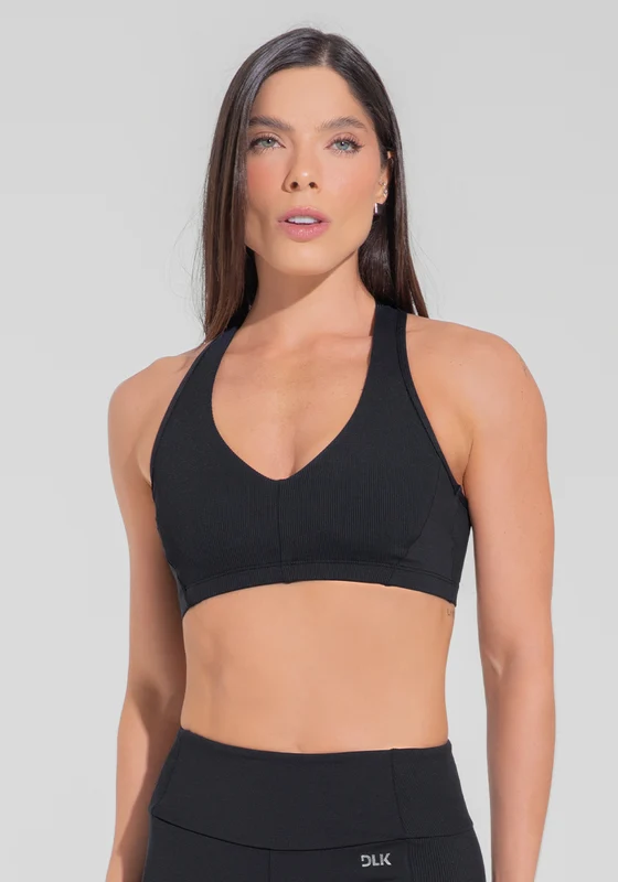 Top Fitness Feminino Nadador Com Detalhe Canelado Motion Lines Dlk Preto PRETO / GG