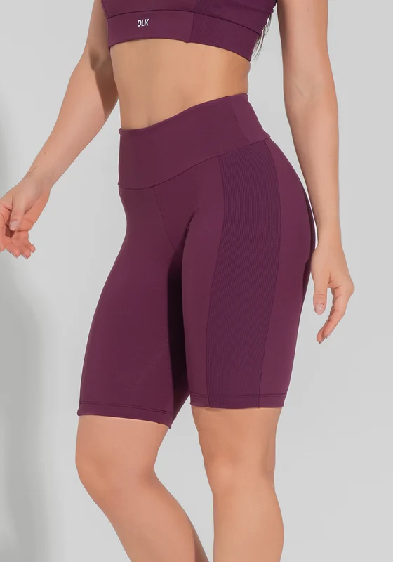 Bermuda Fitness Feminina Com Detalhe Canelado Motion Lines Dlk Vinho VINHO / M