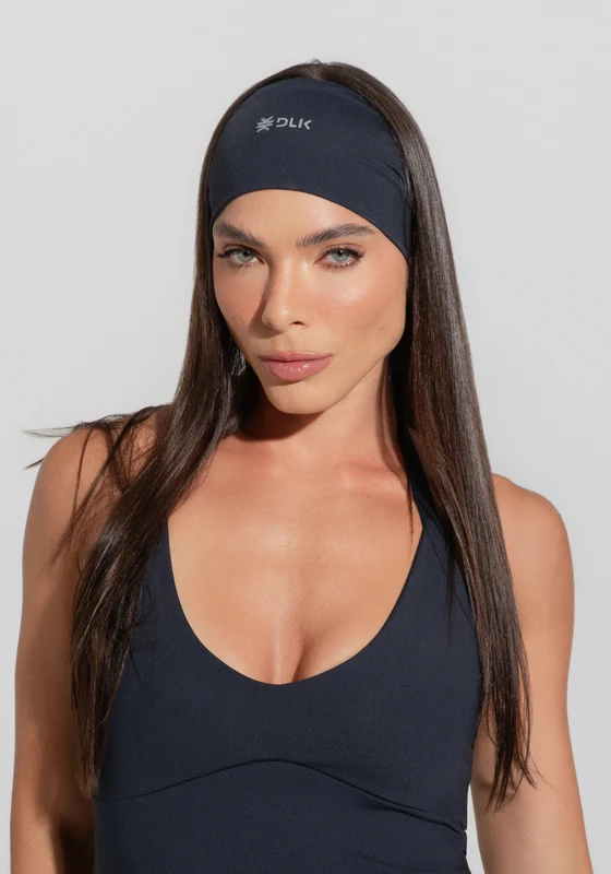 Faixa De Cabelo Esportiva Feminina Larga Preto Básica Dlk PRETO / U